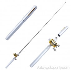 Popular Portable Mini Telescopic Pocket Fish Pen Aluminum Alloy Fishing Rod Pole + Reel
